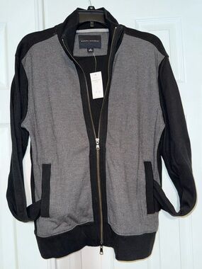 Banana Republic Black and Gray Lightweight Zip-Front Jacket